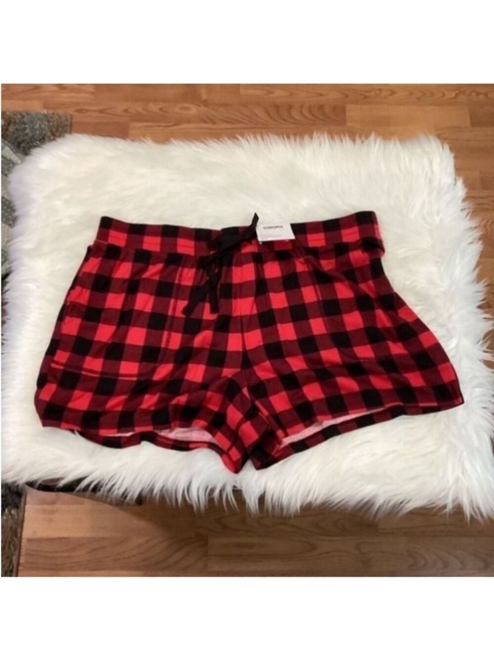 Sonoma sleep shorts Woman’s size XXL black and red Buffalo plaid mid rise